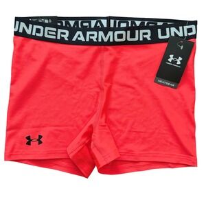Under Armour Heatgear Compression Shorty Orange Athletic Shorts Womens L Active